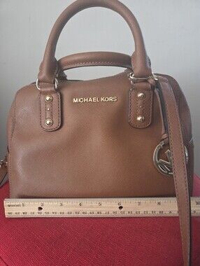 Michael Kors Tan Saffiano Leather Satchel with Gold Hardware
